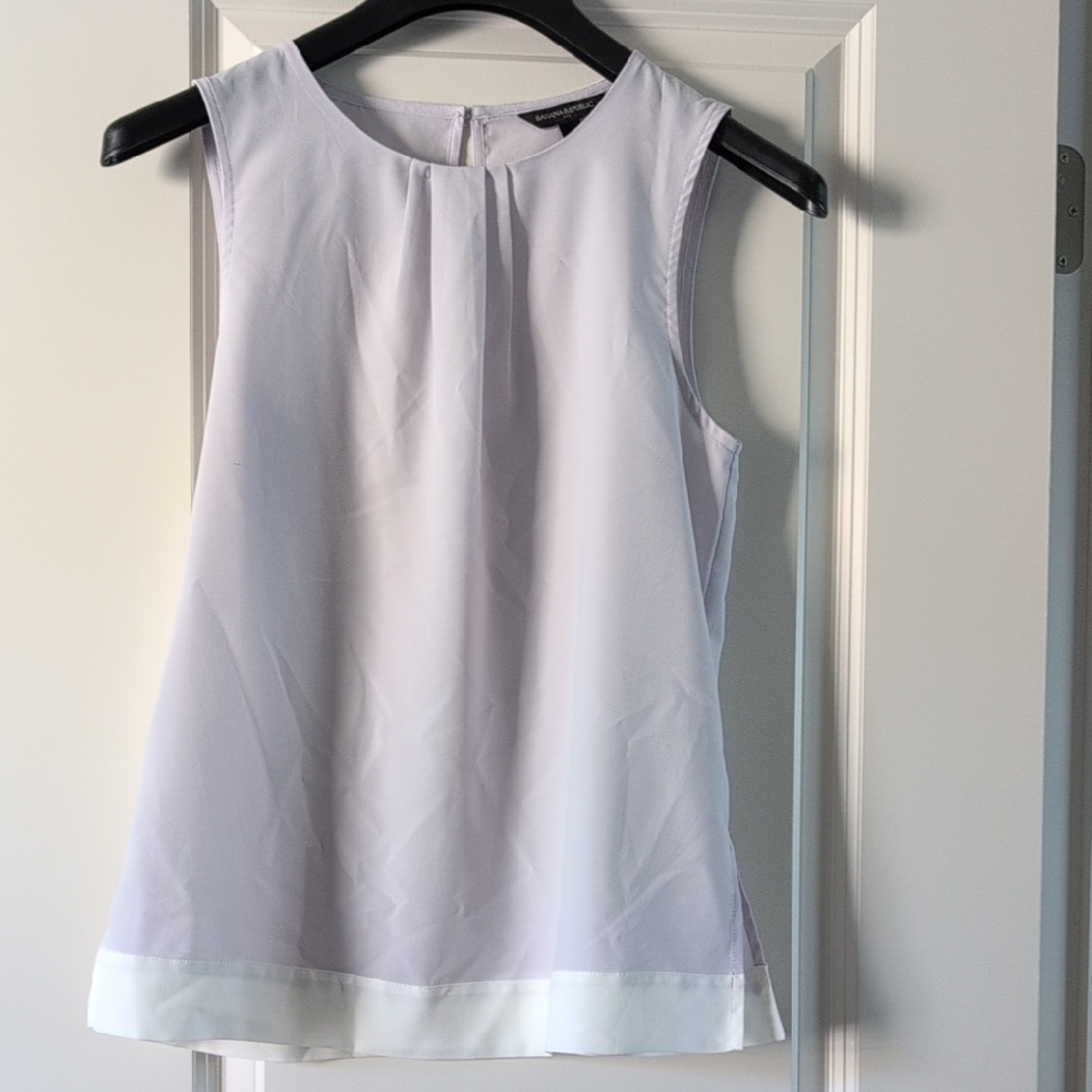 Banana Republic White Pleated Sleeveless Blouse